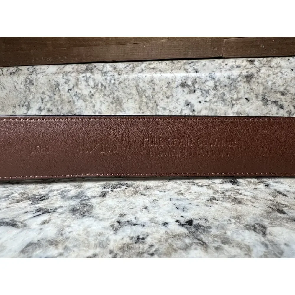 Roundtree & York Classic Brown Italian Leather Belt Brass Buckle Men’s Size 40